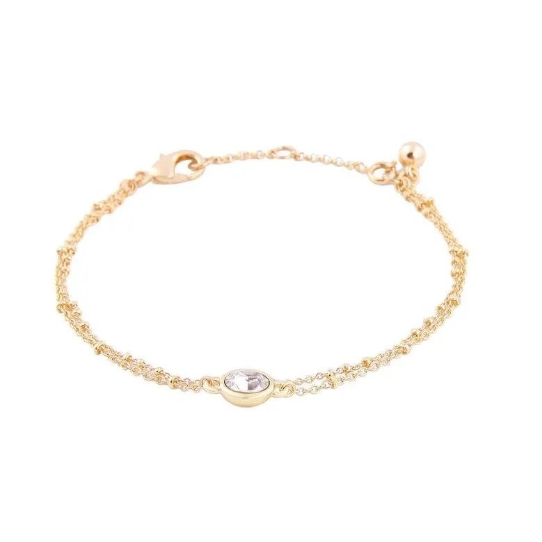 Goldtone Solitaire Crystal Bracelet sold by Zulily