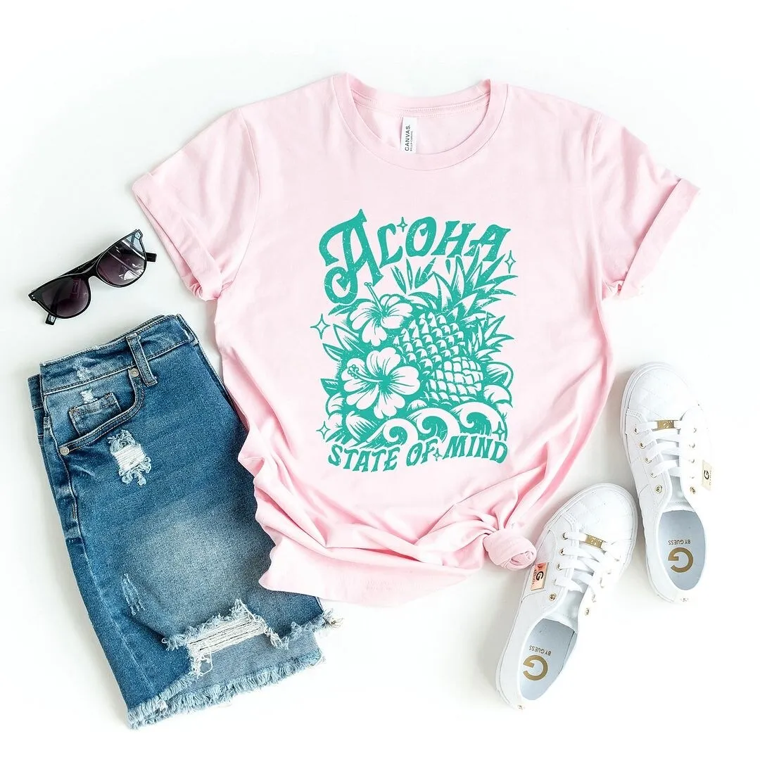 Aloha State Of Mind Pineapple Short Sleeve Crewnneck Tee sold by Zulily