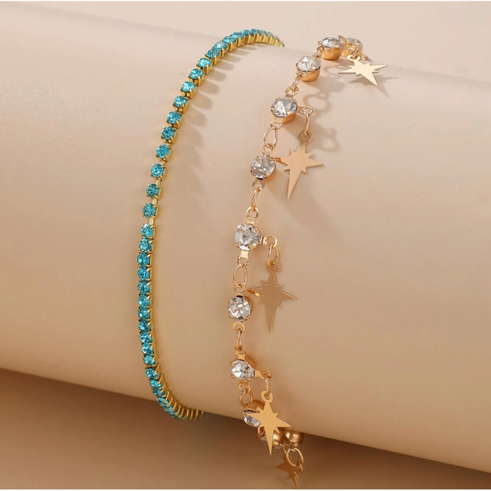 Blue Crystal Goldtone North Star Bracelet Set sold by Zulily product image thumbnail 4