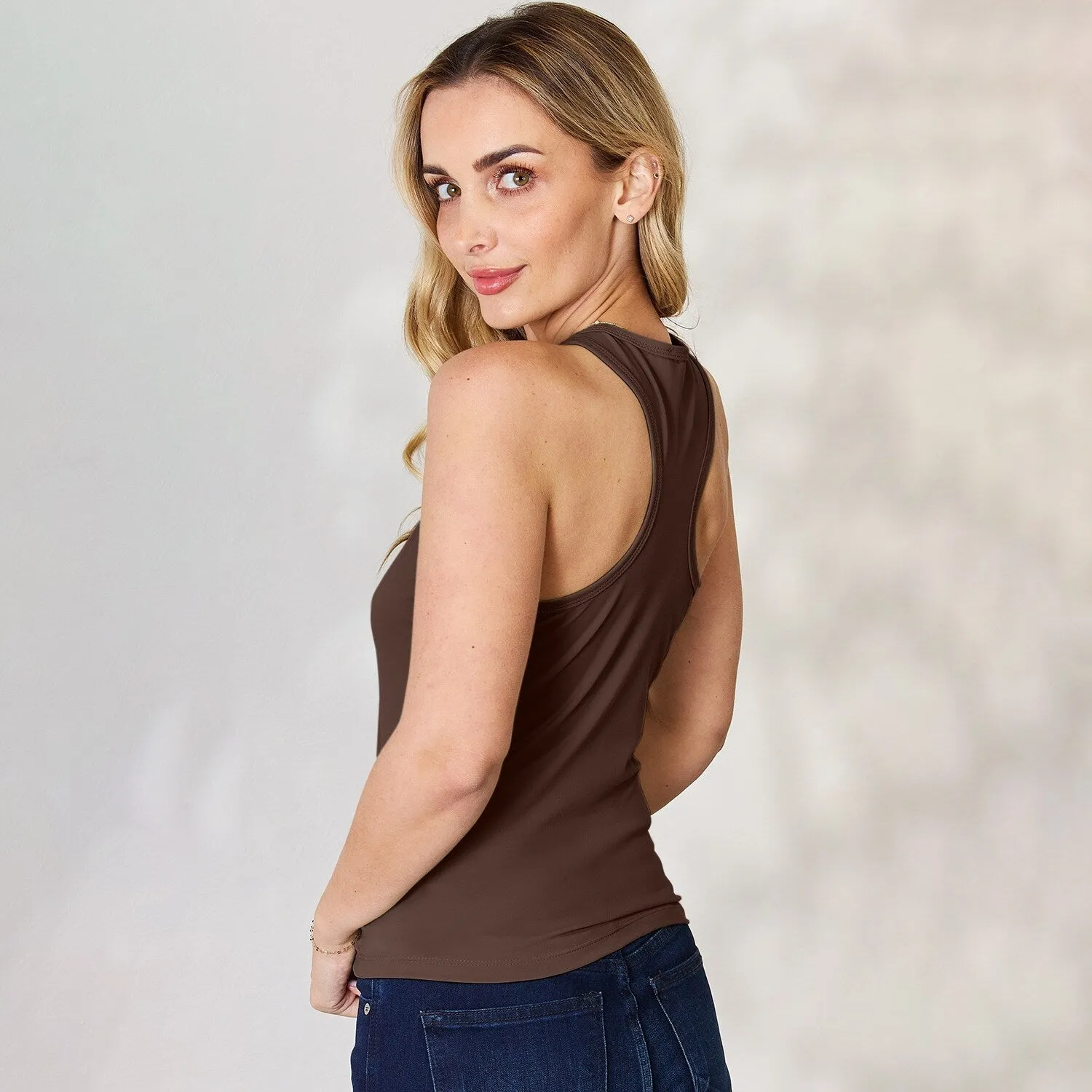 Chocolate Round Neck Racerback Tank sold by Zulily product image thumbnail 3