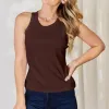 Chocolate Round Neck Racerback Tank sold by Zulily