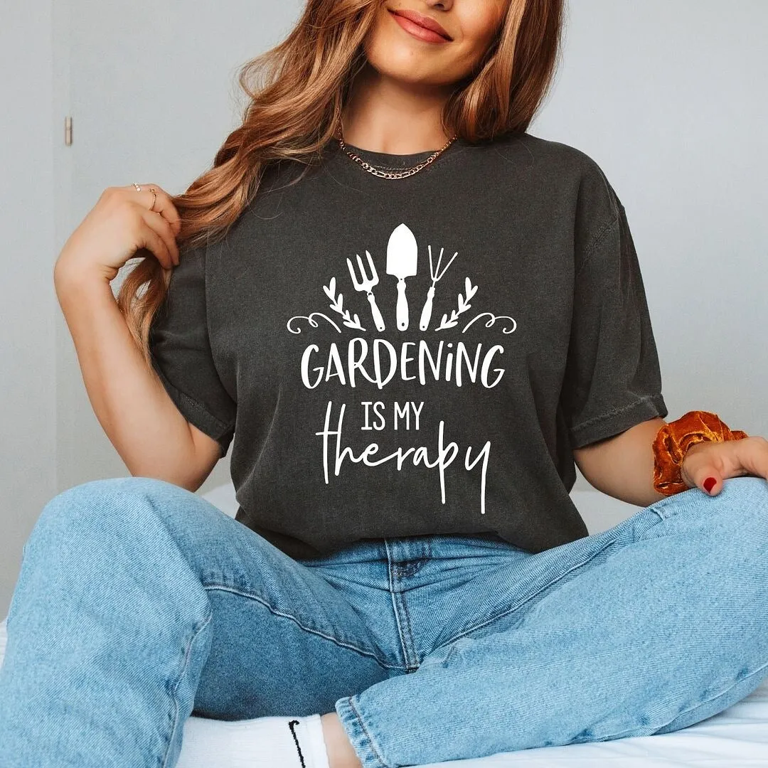 Gardening Is My Therapy Garment Dyed Tee sold by Zulily product image thumbnail 2