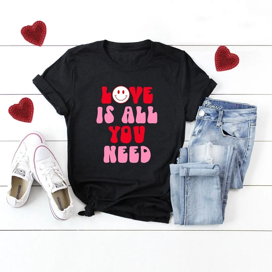 Love Is All You Need Smiley Short Sleeve Crewnneck Tee sold by Zulily