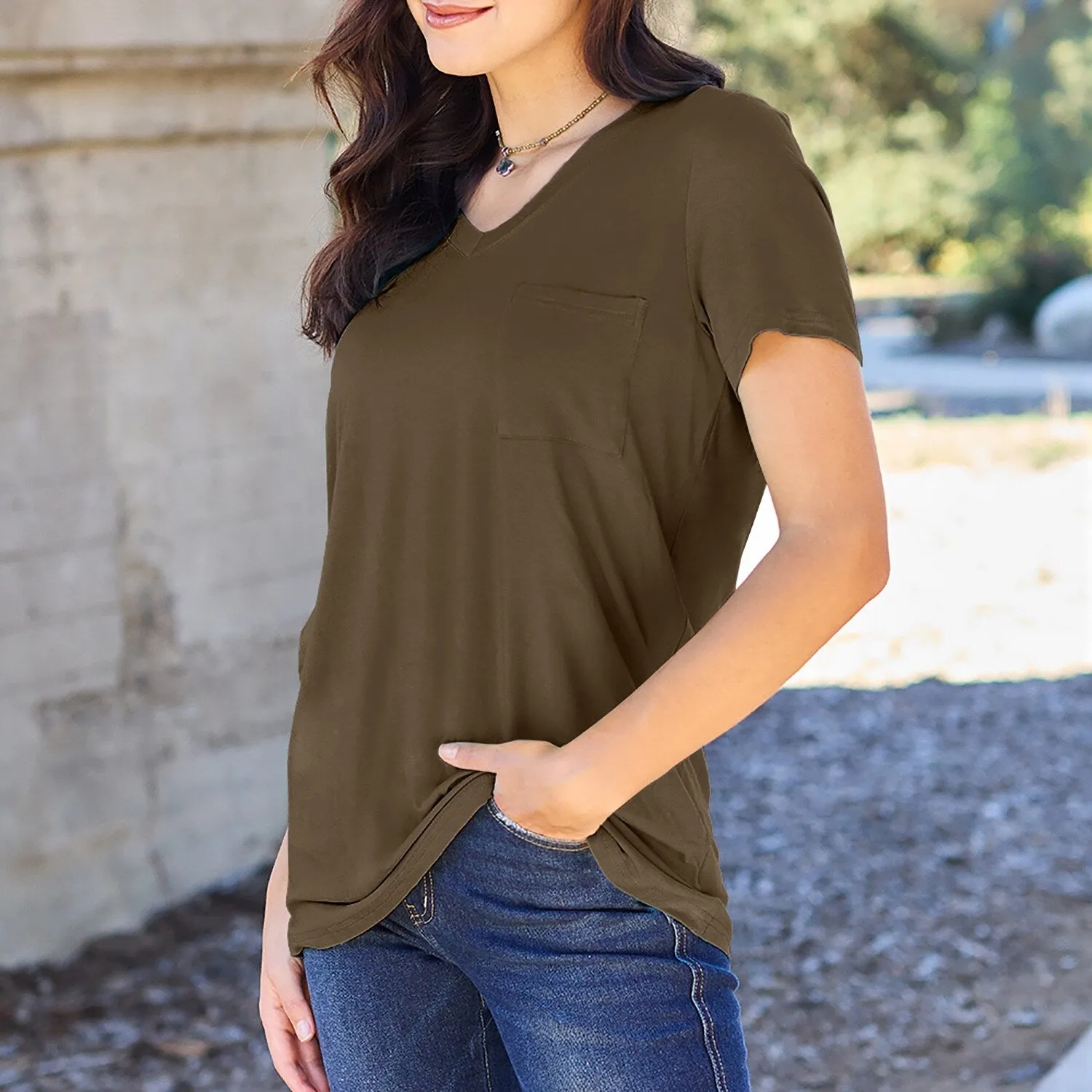 Mocha V-Neck Short Sleeve T-Shirt sold by Zulily product image thumbnail 2