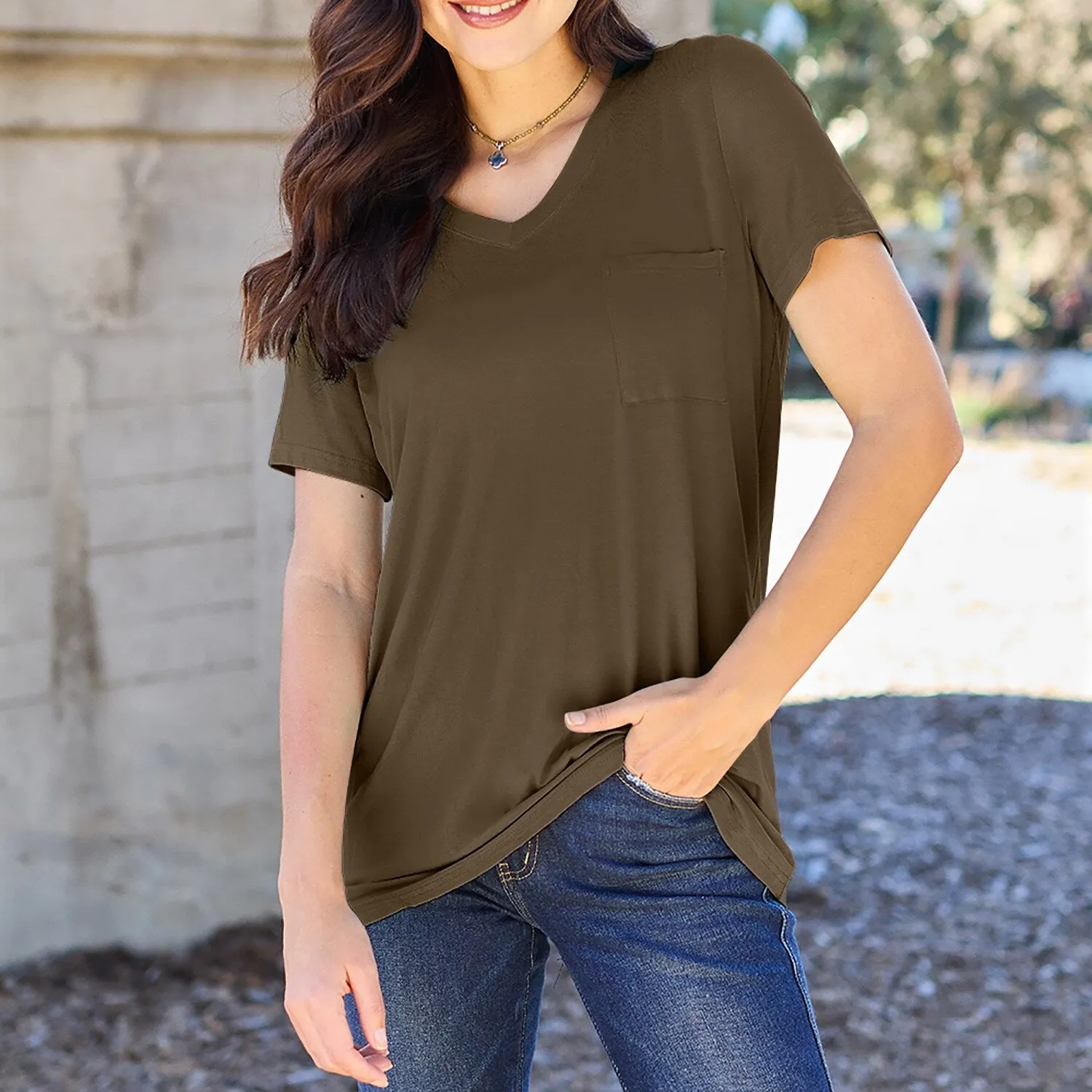 Mocha V-Neck Short Sleeve T-Shirt sold by Zulily
