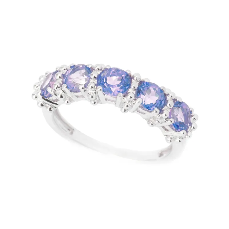 Sterling Silver with Natural Tanzanite Five Stone Band Ring sold by Zulily