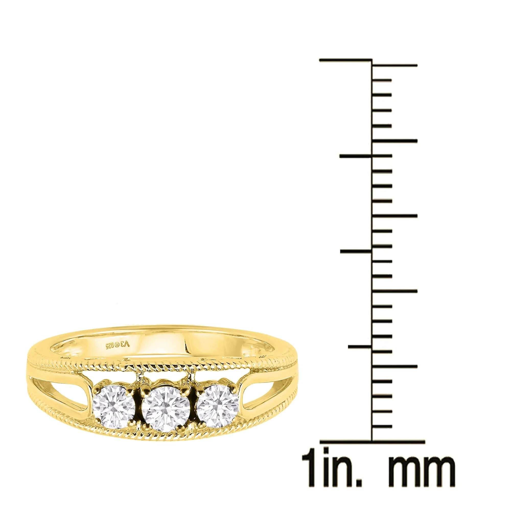 V3 Jewelry Gold Over Sterling Silver Moissanite Three Stone Ring sold by Zulily product image thumbnail 3