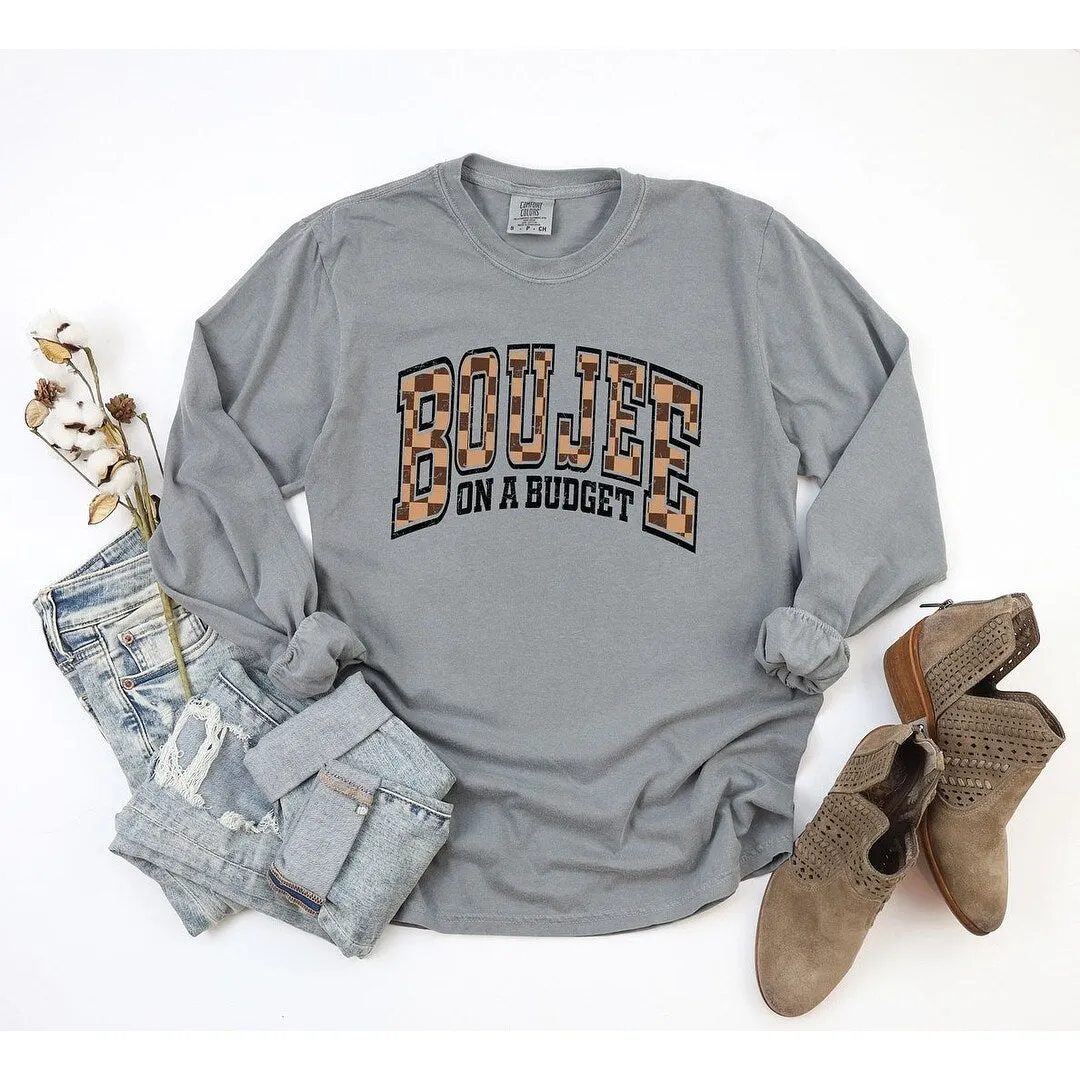 Boujee On A Budget Checkered Garment Dyed Long Sleeve sold by Zulily