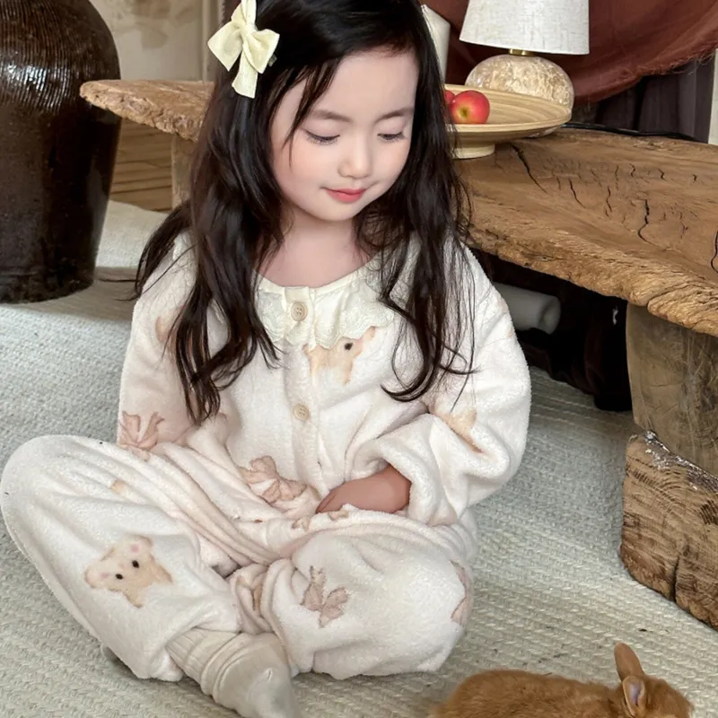 Light Pink Bow Bunny Fleece Ruffle-Accent Loungewear Set sold by Zulily