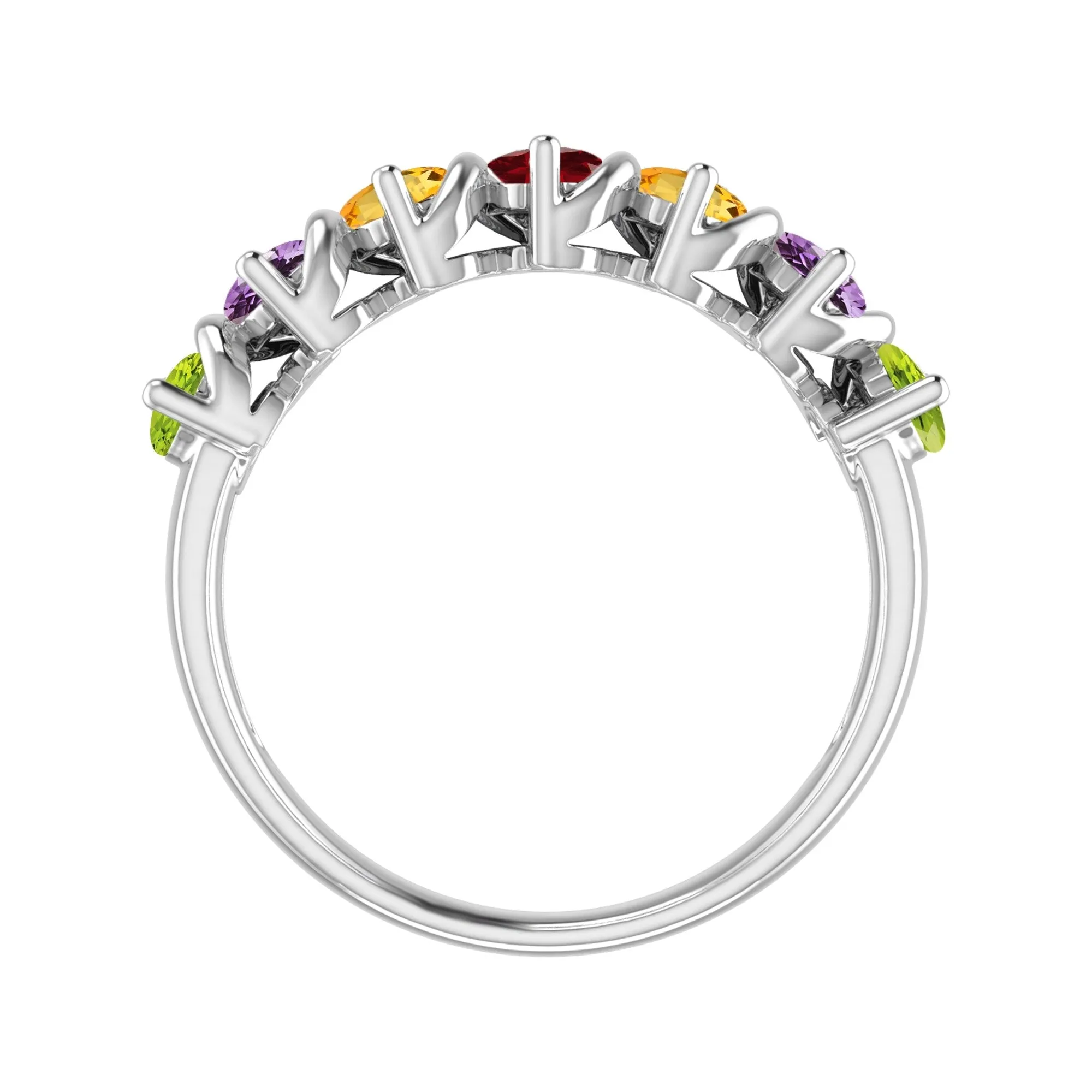 Sterling Silver with Natural Multi Gemstone Seven Stone Band Ring sold by Zulily product image thumbnail 3
