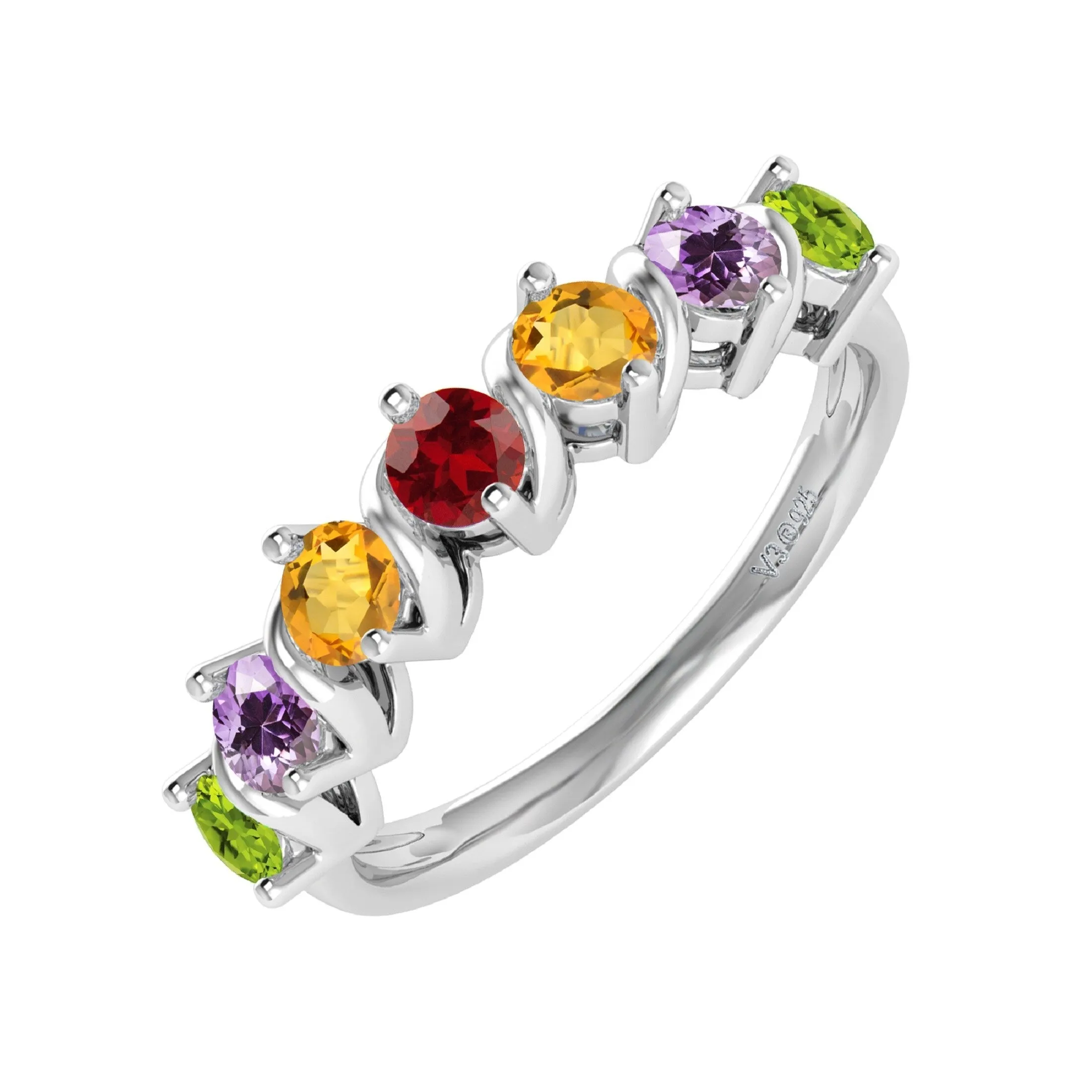 Sterling Silver with Natural Multi Gemstone Seven Stone Band Ring sold by Zulily product image thumbnail 2