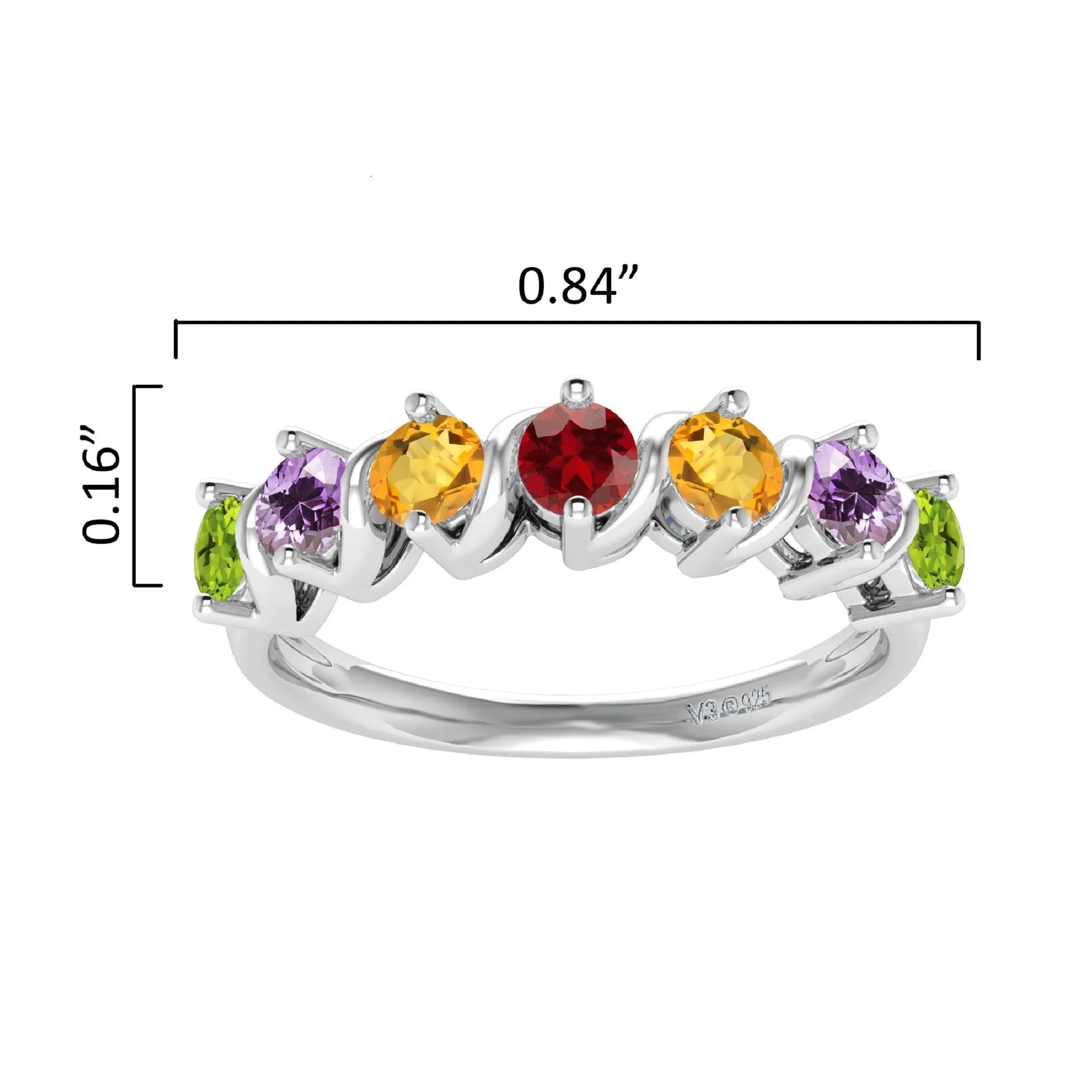 Sterling Silver with Natural Multi Gemstone Seven Stone Band Ring sold by Zulily product image thumbnail 5