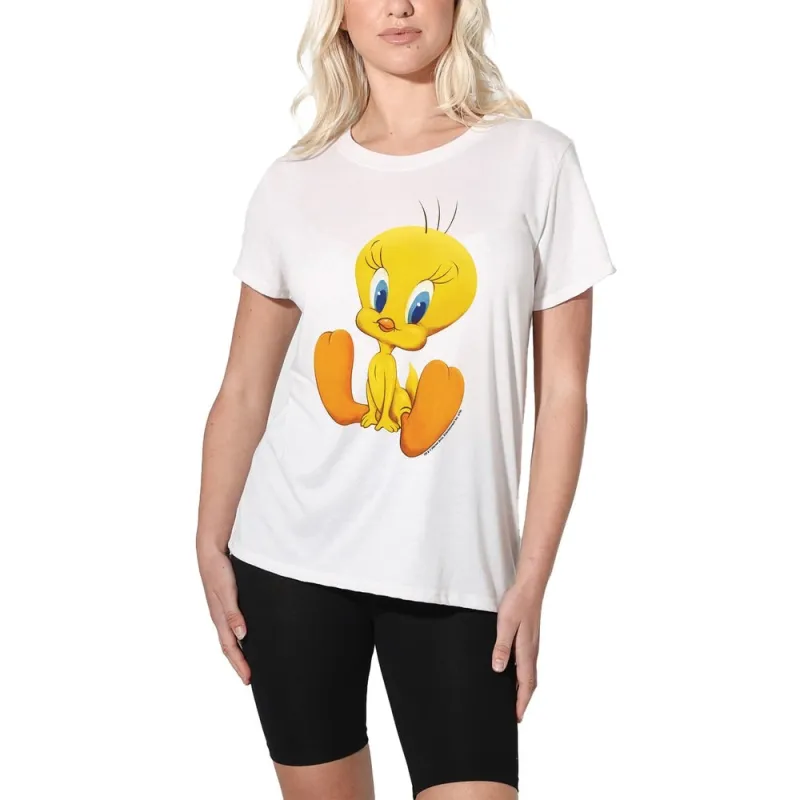 Looney Tunes Cute Tweety Women's Loose T Shirt, White sold by Zulily
