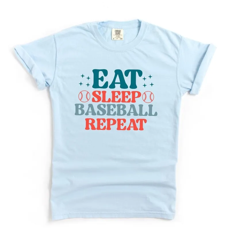 Eat Sleep Baseball Repeat Colorful Garment Dyed Tee sold by Zulily