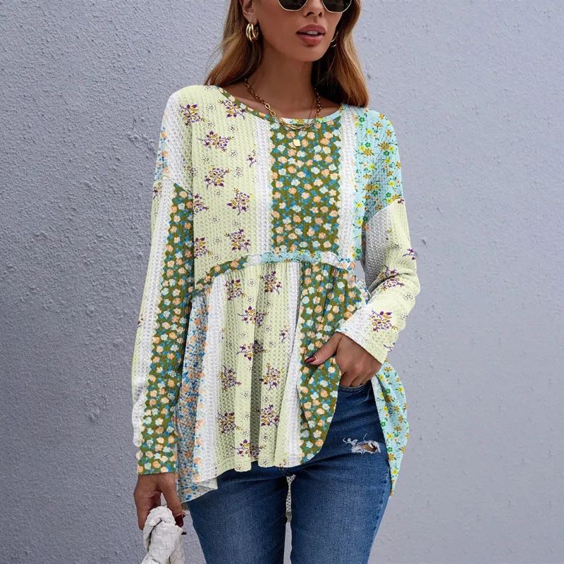 Cream & Army Green Floral Long Sleeve Tunic sold by Zulily
