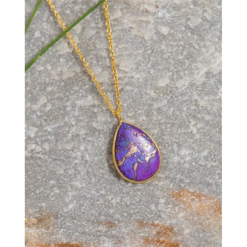 YS Gems Gold Plated Silver Purple Copper Turquoise Gemstones Necklace sold by Zulily product image thumbnail 2