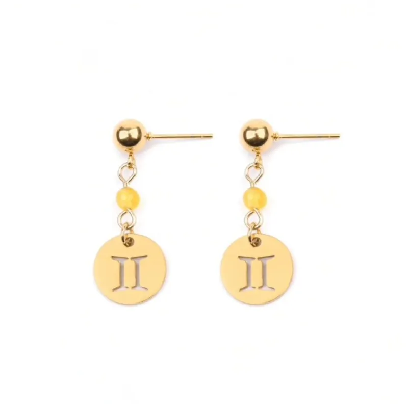 Zodiac Drop Earrings - Stainless Steel in Gold sold by Zulily