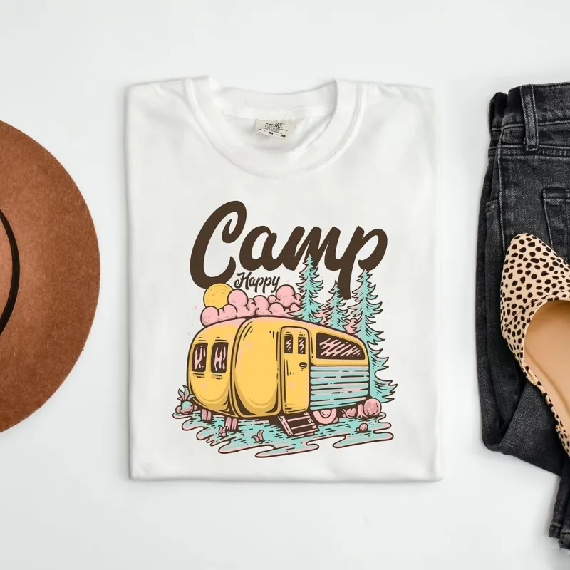 Camp Happy Garment Dyed Tee sold by Zulily