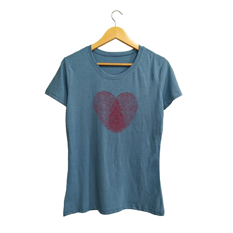 Fingerprint heart women's fitted tee sold by Zulily