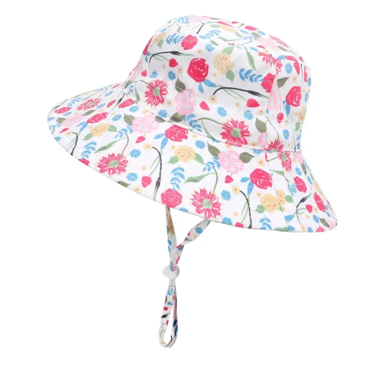White & Pink Floral Bucket Hat sold by Zulily