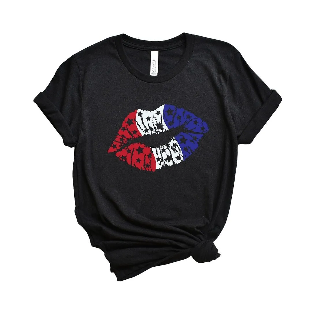 Patriotic Lips Short Sleeve Crewnneck Tee sold by Zulily product image thumbnail 2