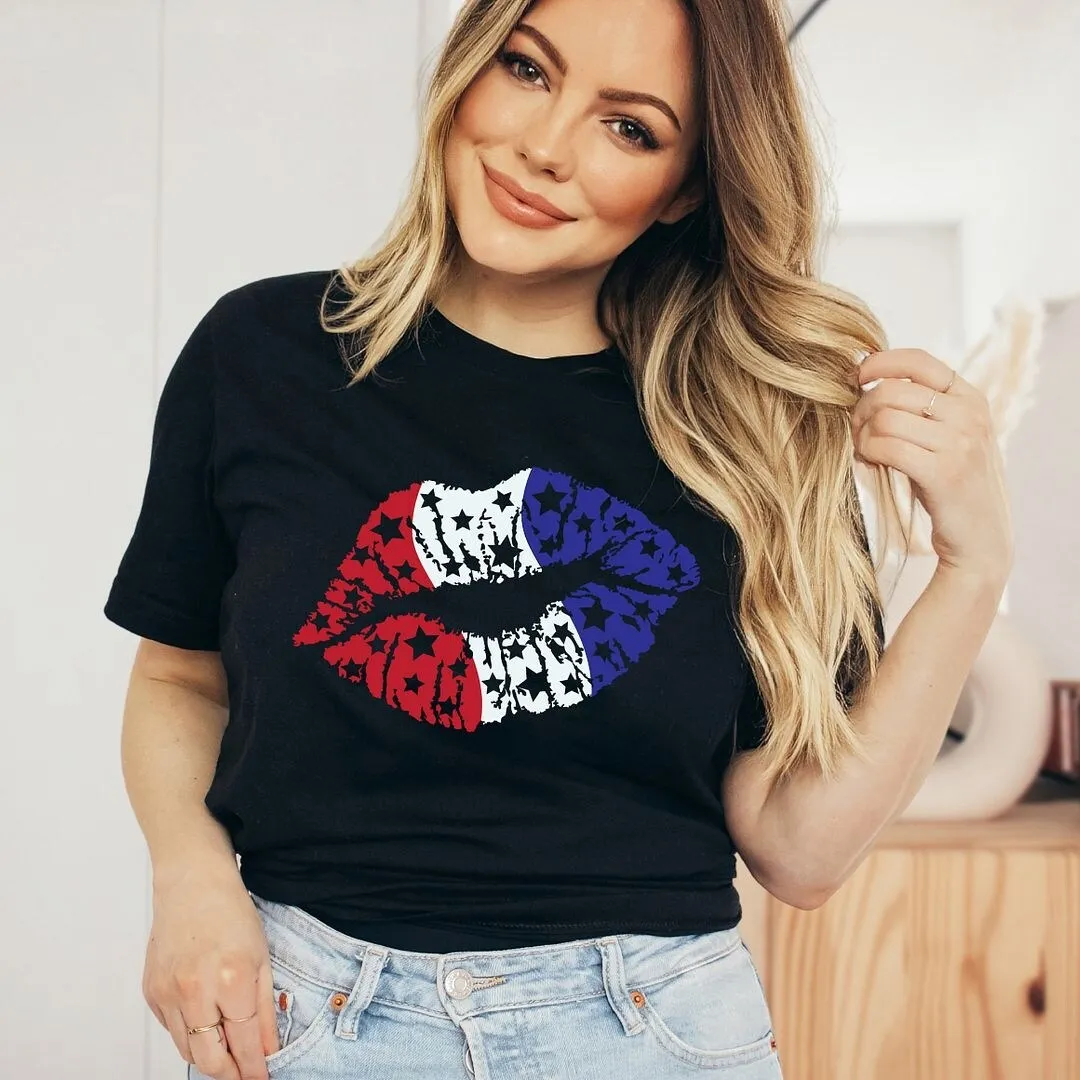 Patriotic Lips Short Sleeve Crewnneck Tee sold by Zulily product image thumbnail 3