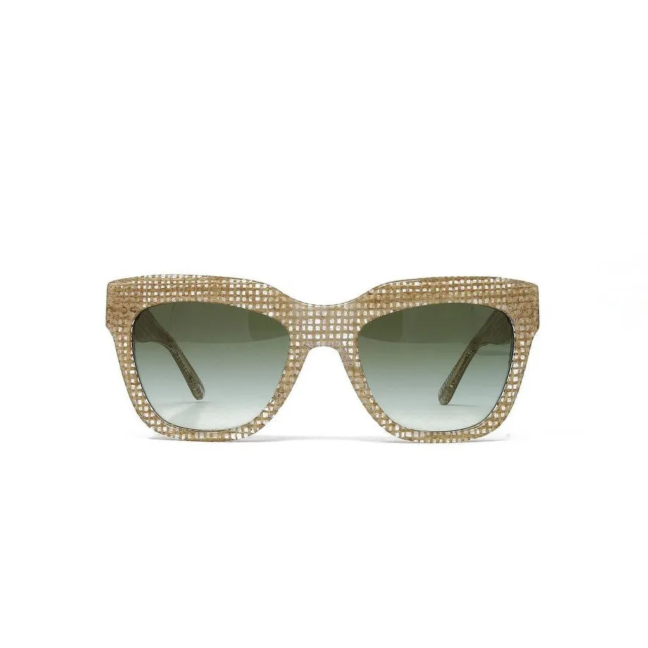 Crystal on Raffia Square Plastic Frame Sunglasses Green Gradient Lens sold by Zulily product image thumbnail 2