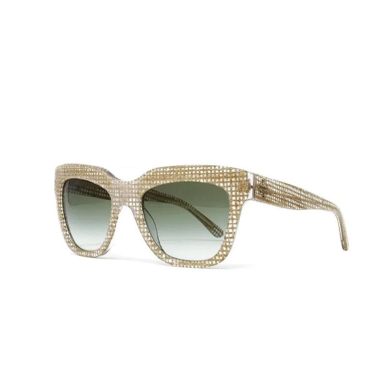 Crystal on Raffia Square Plastic Frame Sunglasses Green Gradient Lens made by Tory Burch