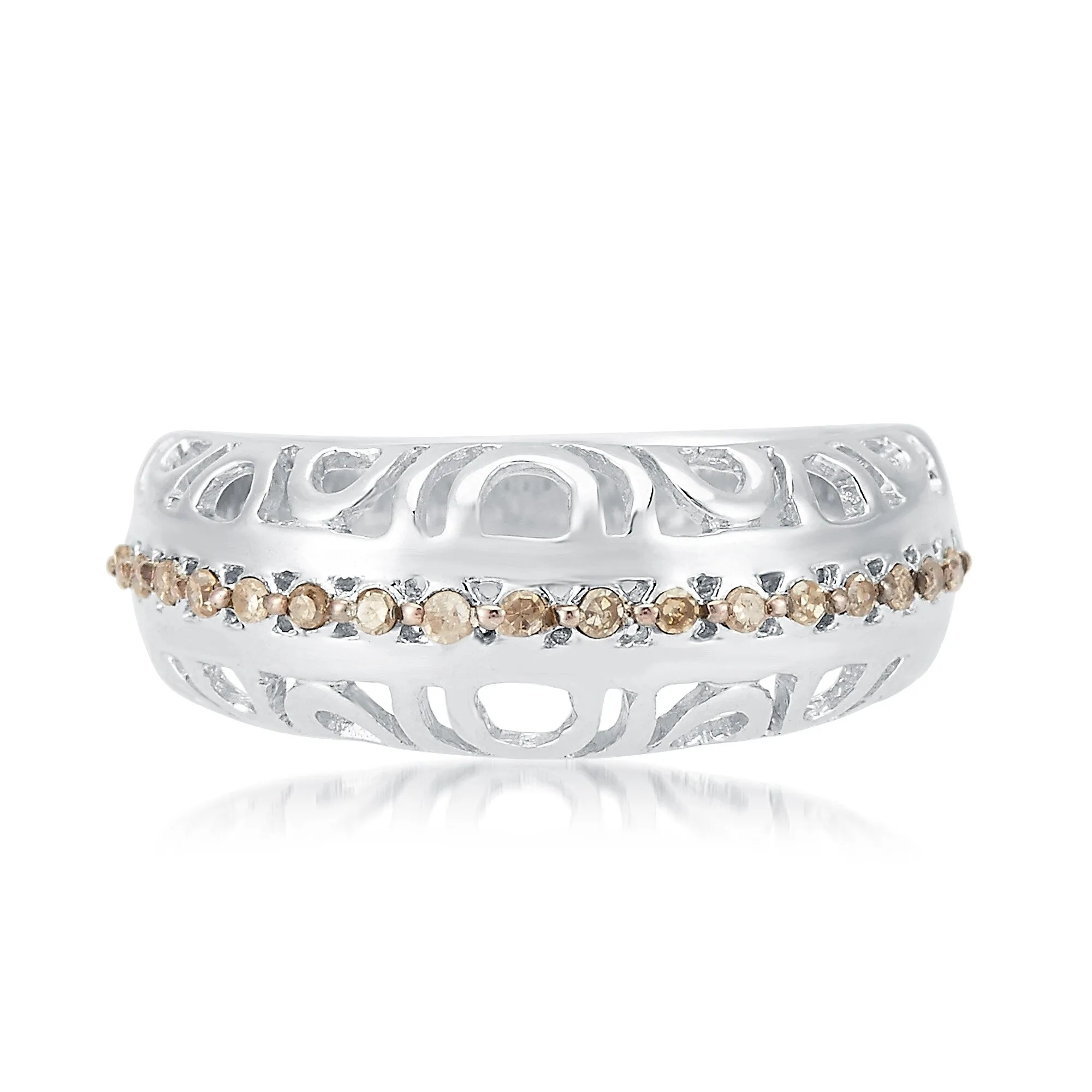 Sterling Silver Natural Champagne Diamond Band Ring sold by Zulily product image thumbnail 3
