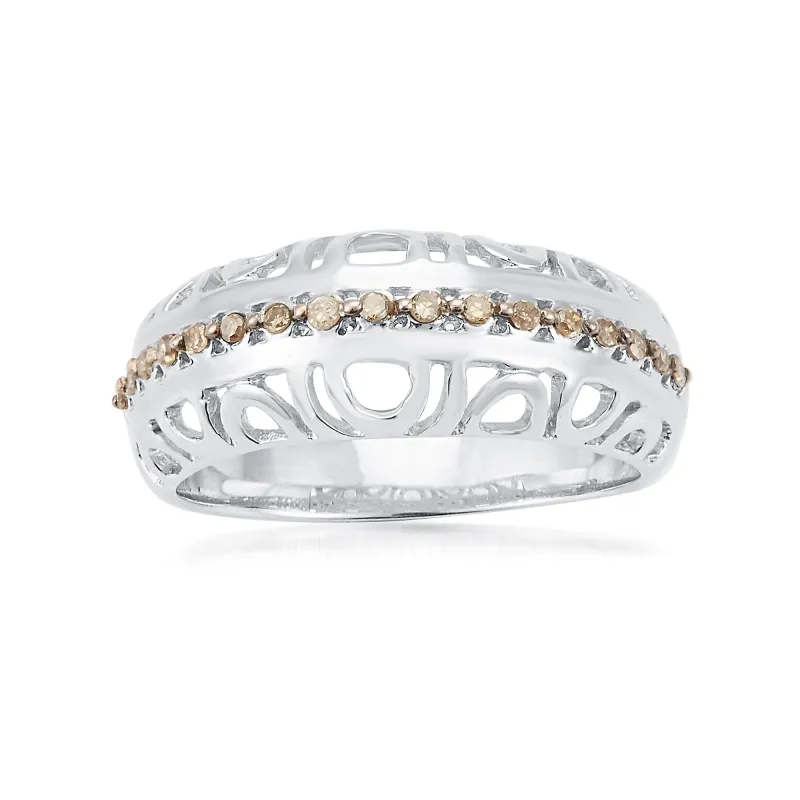 Sterling Silver Natural Champagne Diamond Band Ring sold by Zulily