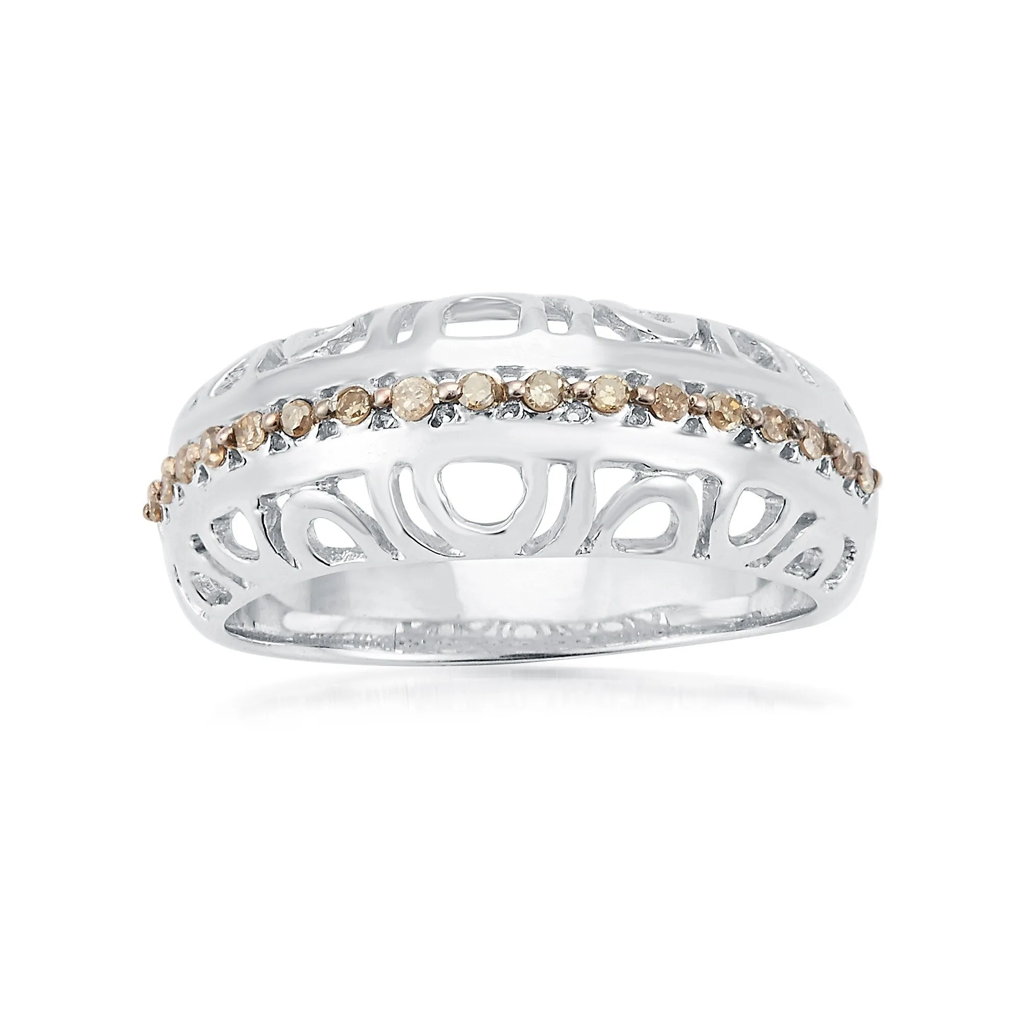 Sterling Silver Natural Champagne Diamond Band Ring sold by Zulily