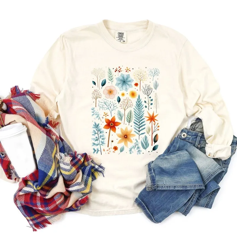 Winter Floral Garment Dyed Long Sleeve sold by Zulily