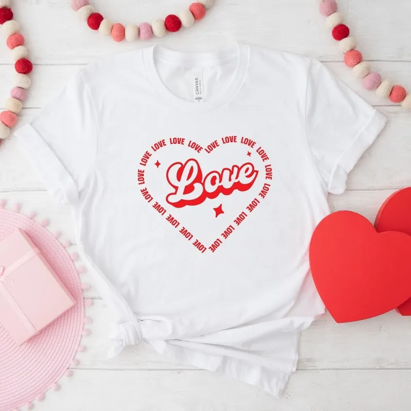 Love Heart Outline Short Sleeve Crewnneck Tee sold by Zulily