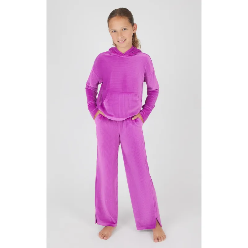 90 Degree By Reflex Girls Rib Velour Sleepover Hoodie and Rib Velour Straight Leg Pant Set sold by Zulily