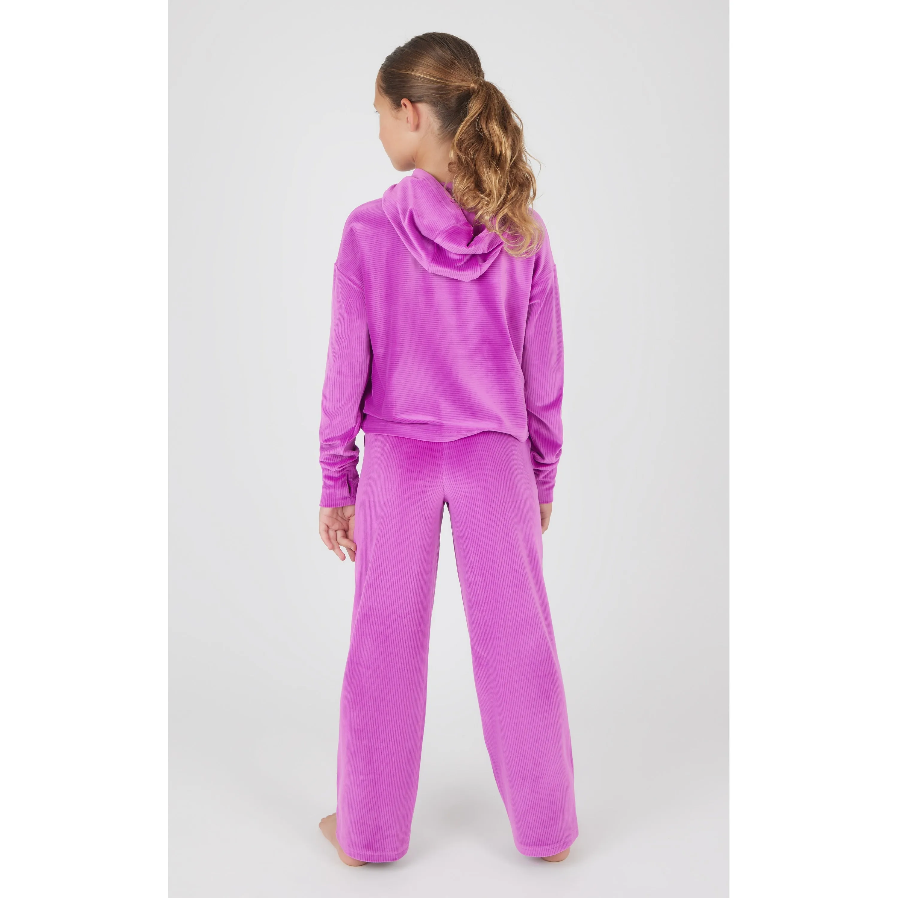 90 Degree By Reflex Girls Rib Velour Sleepover Hoodie and Rib Velour Straight Leg Pant Set sold by Zulily product image thumbnail 3
