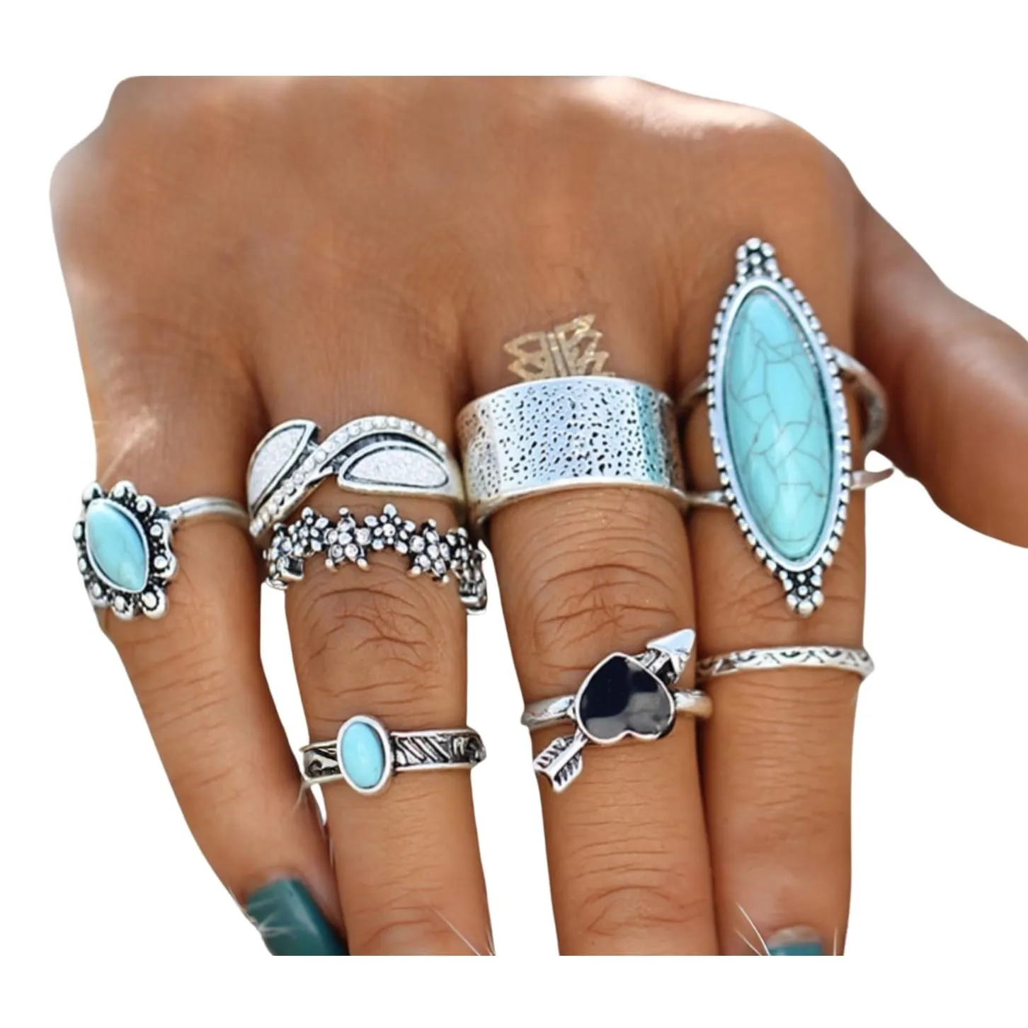 Howlite Turquoise Ring Set Of 8 sold by Zulily