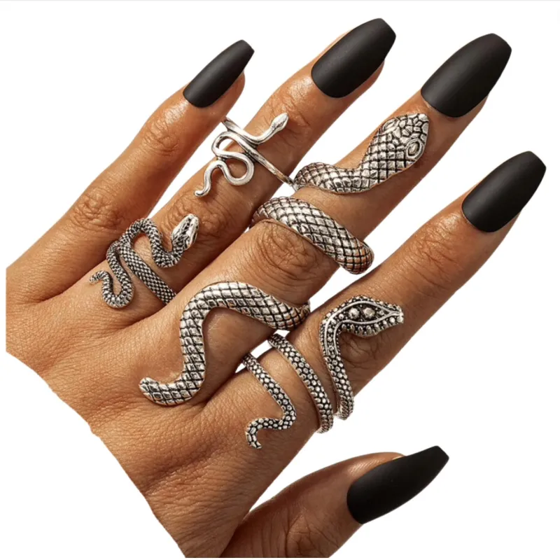 Silvertone Snake Ring Set sold by Zulily