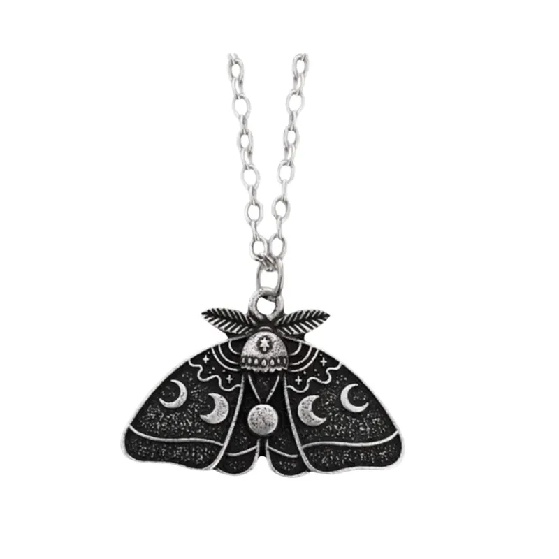 Silvertone Black Lunar Moth Necklace sold by Zulily