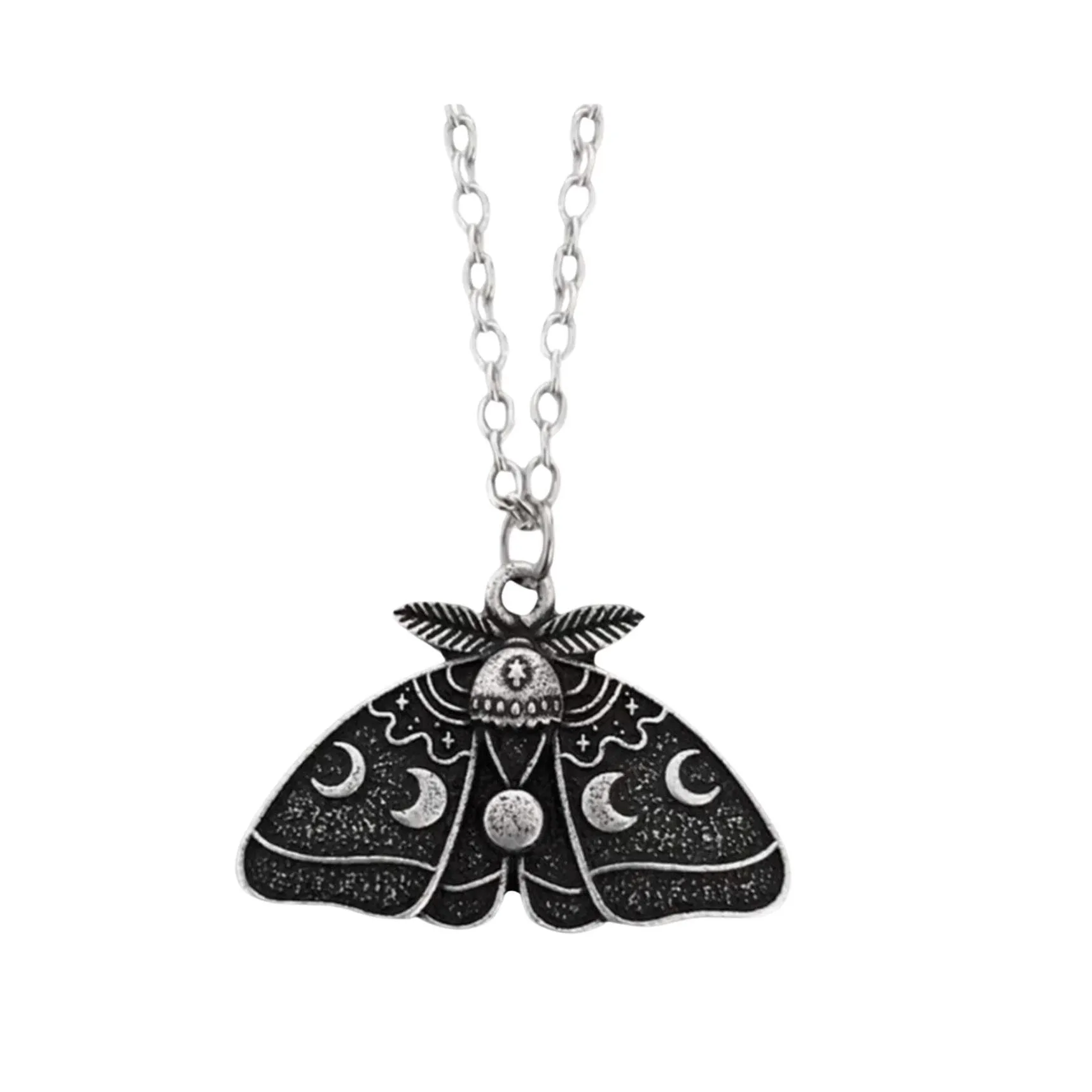 Silvertone Black Lunar Moth Necklace sold by Zulily