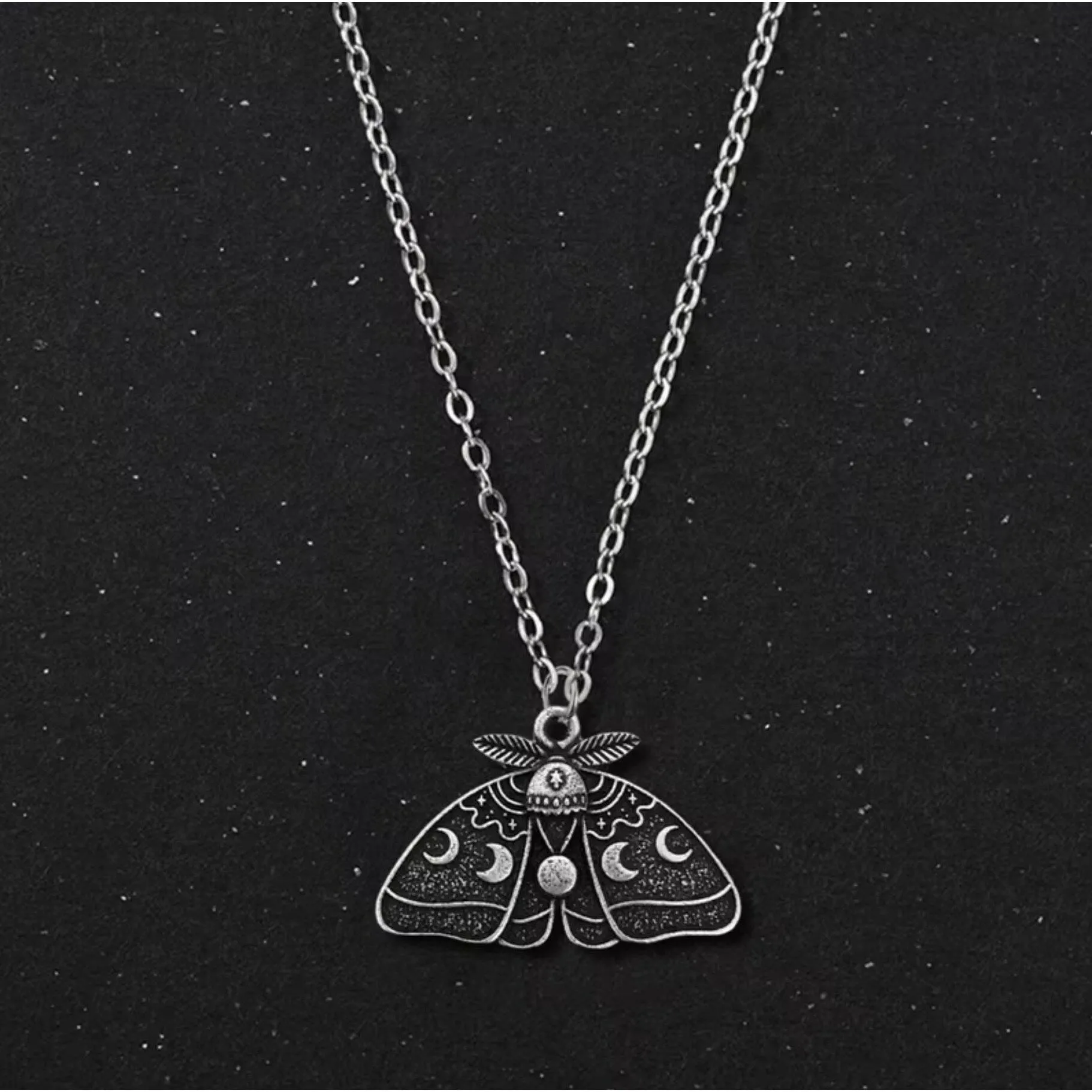 Silvertone Black Lunar Moth Necklace sold by Zulily product image thumbnail 2
