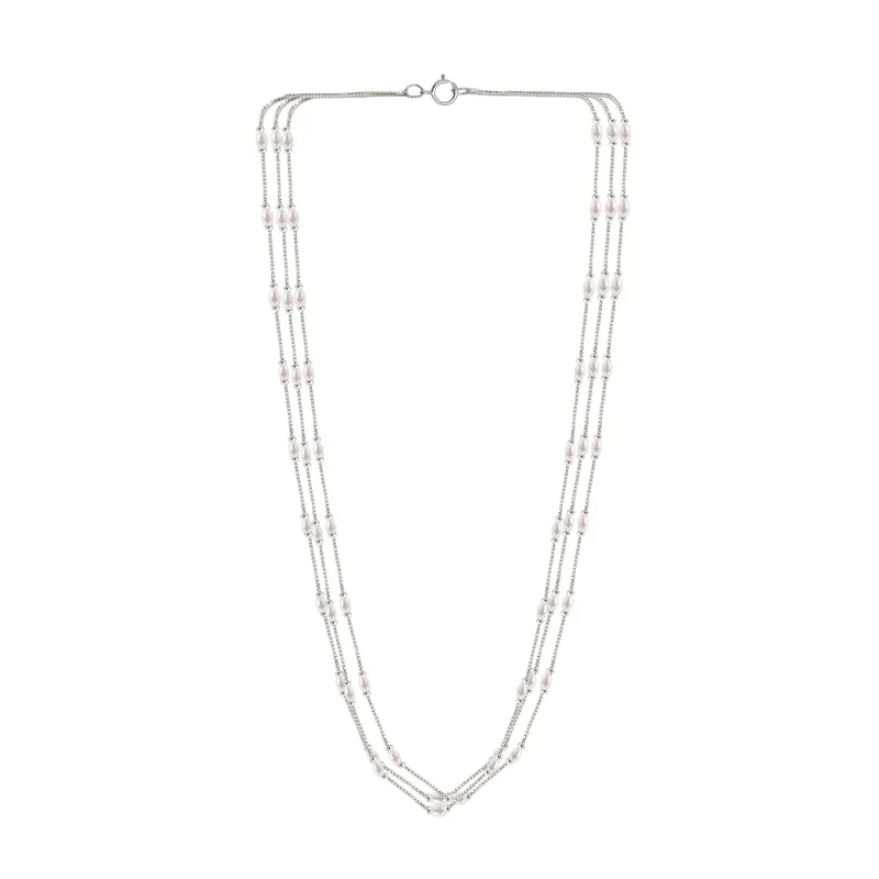 V3 Jewelry Sterling Silver with Freshwater Pearl Triple Strand Necklace for Women sold by Zulily