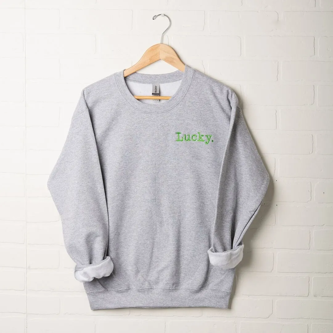 Embroidered Lucky Typewriter Graphic Sweatshirt sold by Zulily