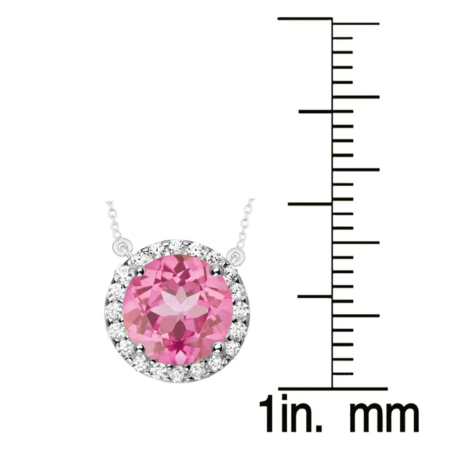 Sterling Silver with Pink Topaz and White Topaz Halo Pendant with 18" Chain sold by Zulily product image thumbnail 2