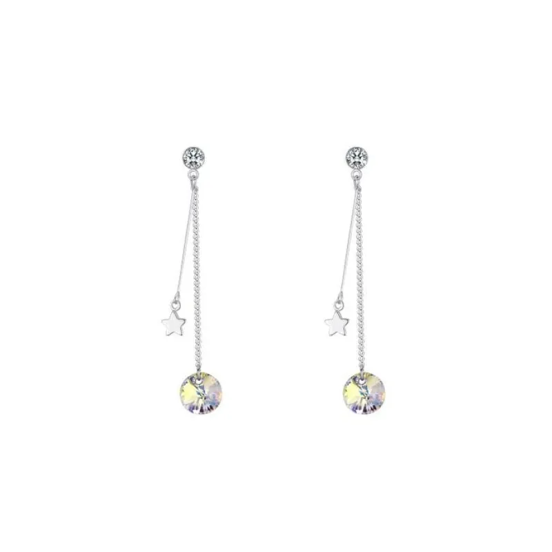 Aurora Borealis Swarovski Crystal Star Chain Drop Earrings sold by Zulily