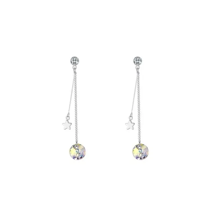 Aurora Borealis Swarovski Crystal Star Chain Drop Earrings sold by Zulily
