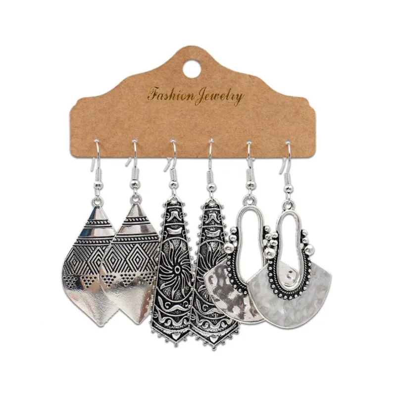 Silvertone Bochic Drop Earrings - Set Of 3 - Silver sold by Zulily