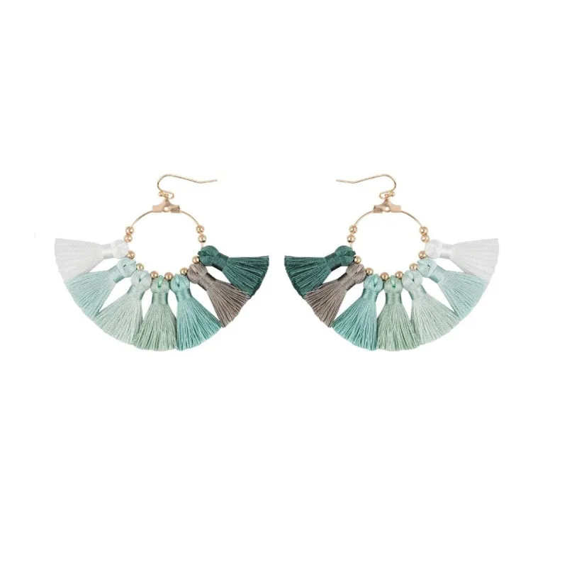 Shades Of Green Tasseled Earrings sold by Zulily