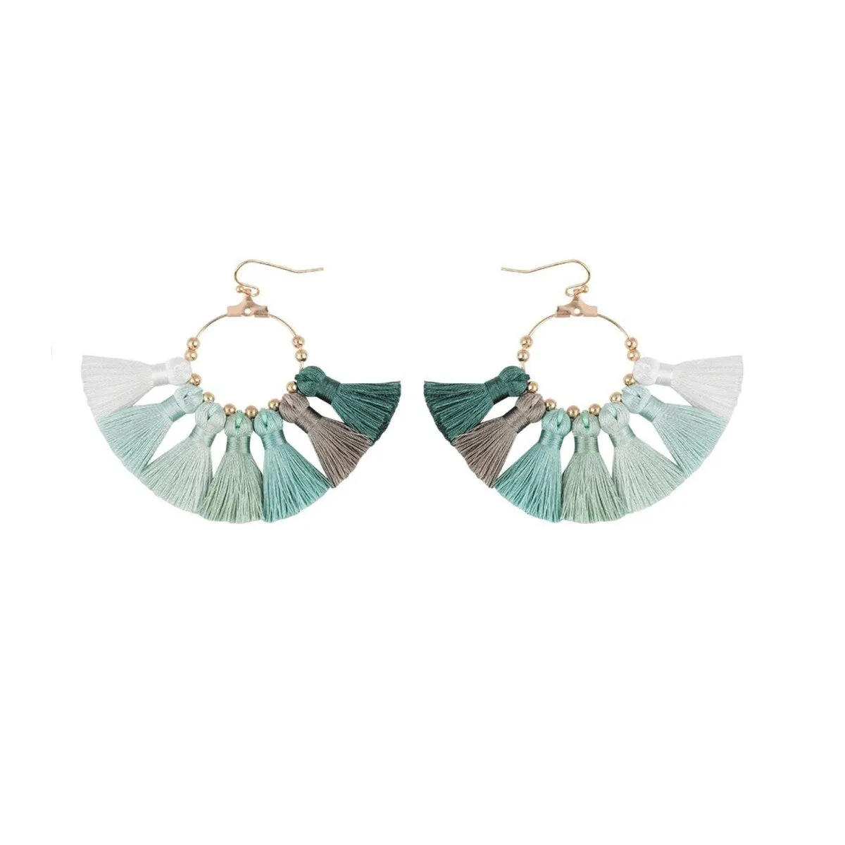 Shades Of Green Tasseled Earrings sold by Zulily