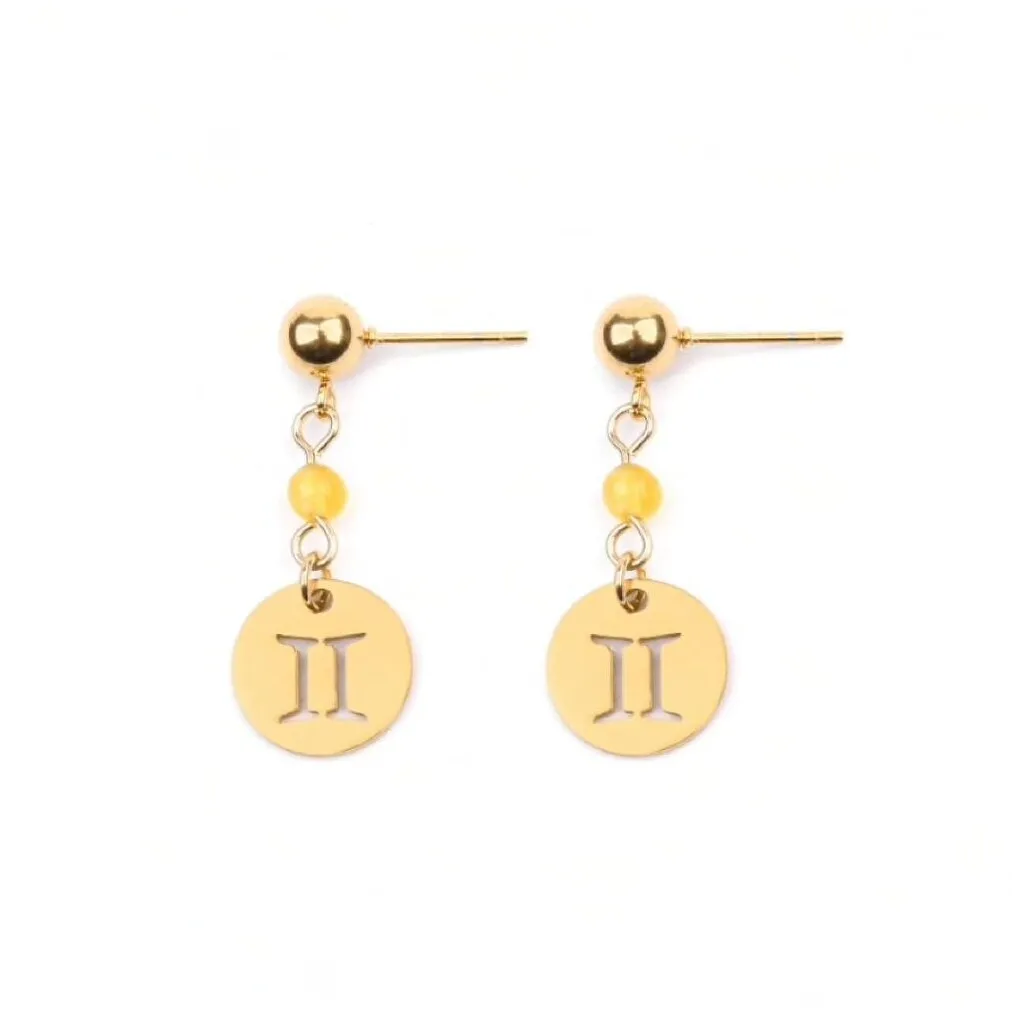 Zodiac Drop Earrings - Stainless Steel in Gold sold by Zulily product image thumbnail 4