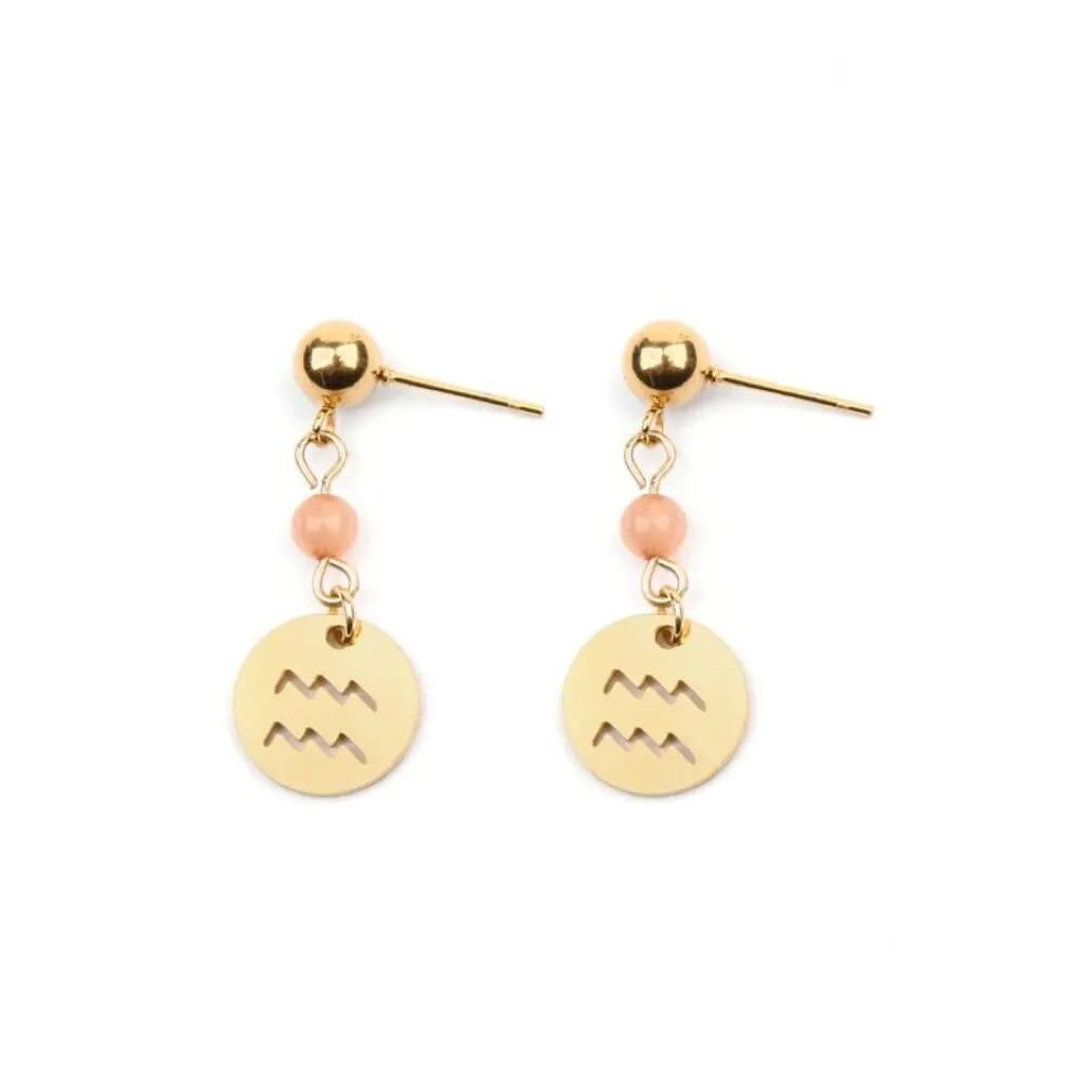 Zodiac Drop Earrings - Stainless Steel in Gold sold by Zulily